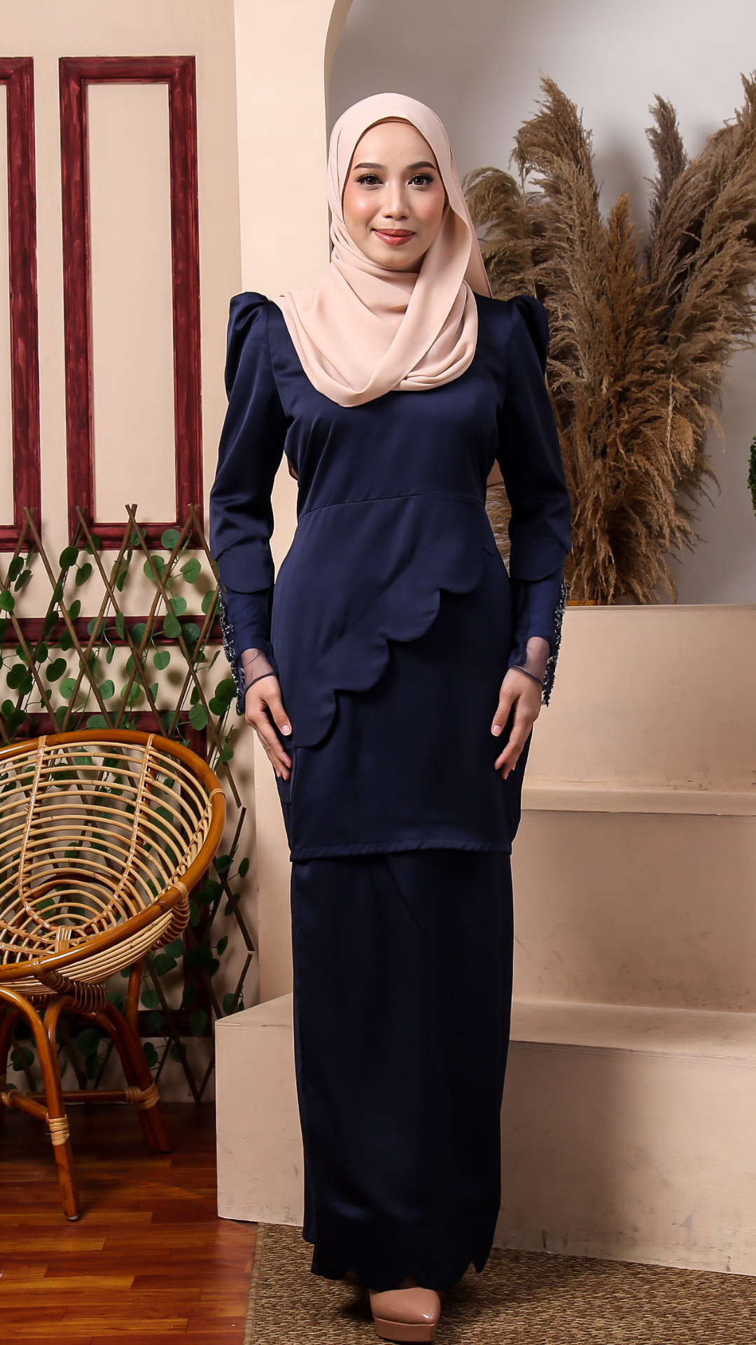 Onora Kurung - Navy Blue