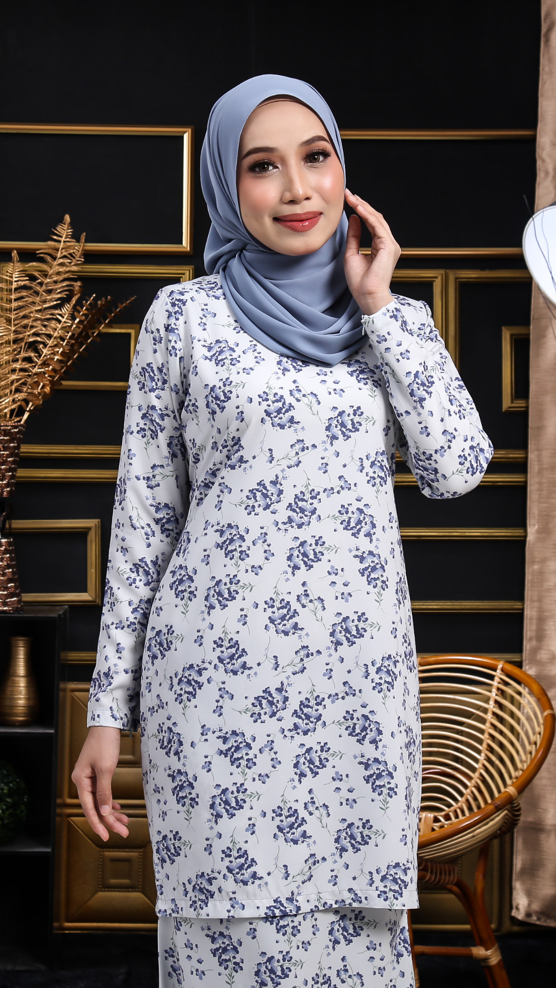 Kurung Modern Lavinia in Dusty Blue