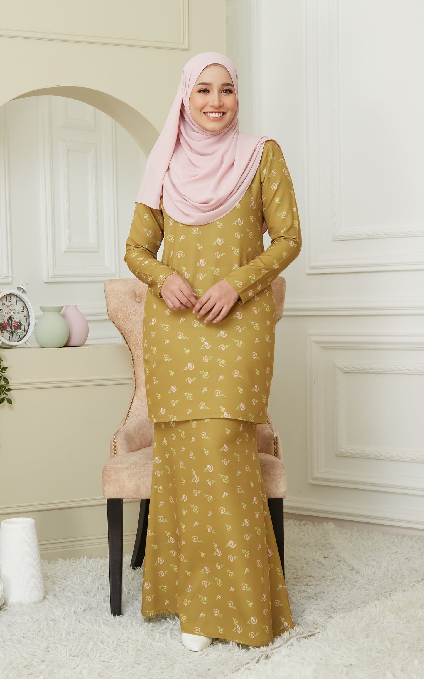 Kurung Modern Medina in Yellow Mustard