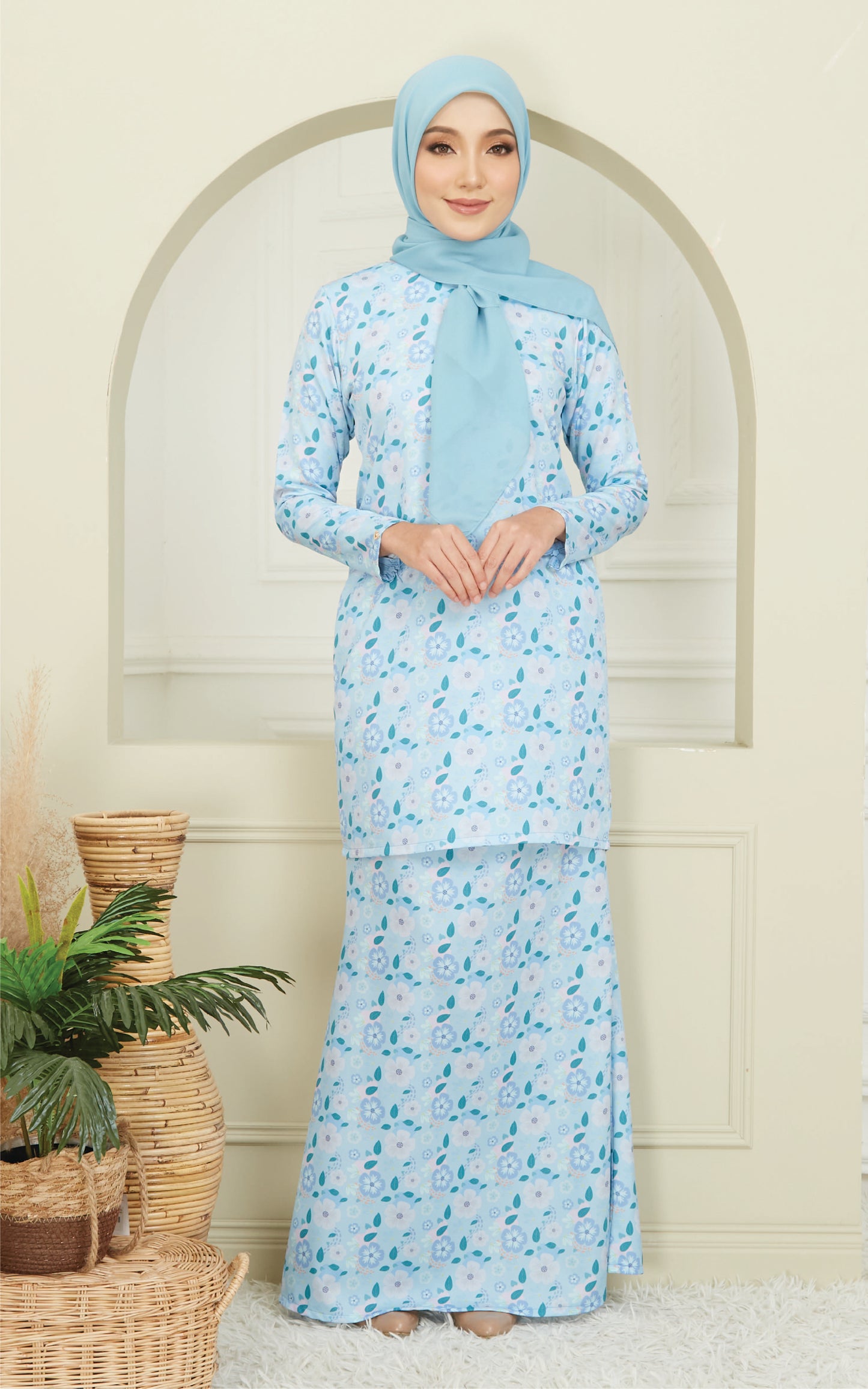 Kurung Modern Mia in Ocean Blue