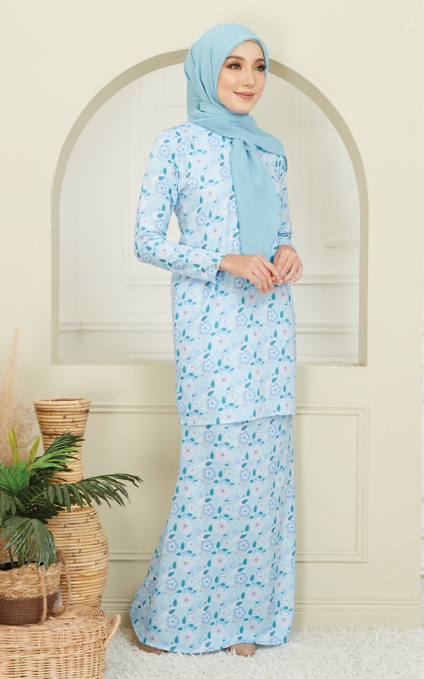 Kurung Modern Mia in Ocean Blue