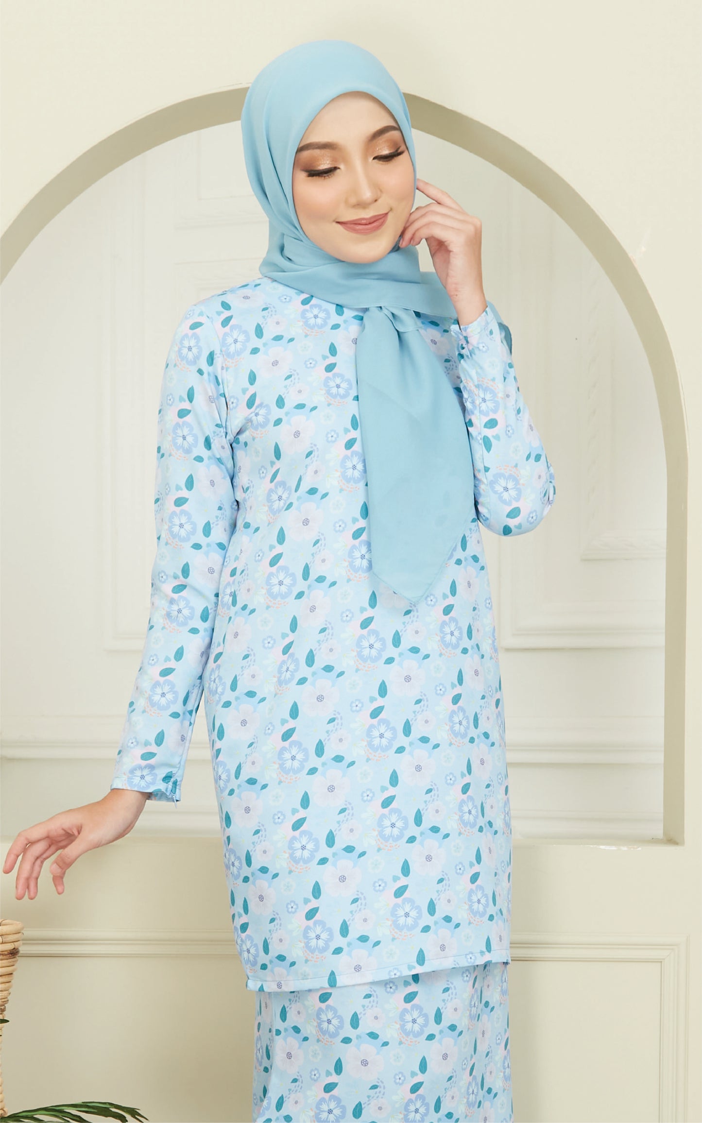 Kurung Modern Mia in Ocean Blue