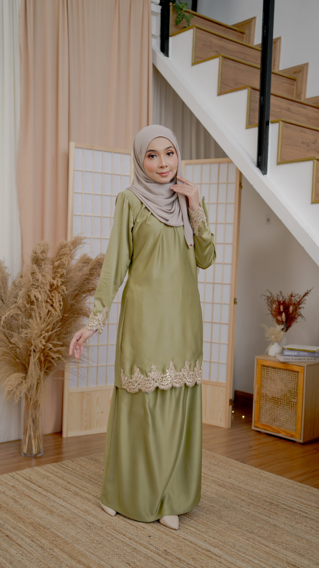 Kurung Mawar - Bright Avocado Green