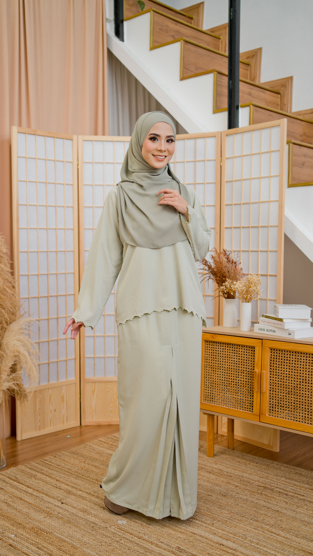 Kurung Zaleeha - Light Olive Green