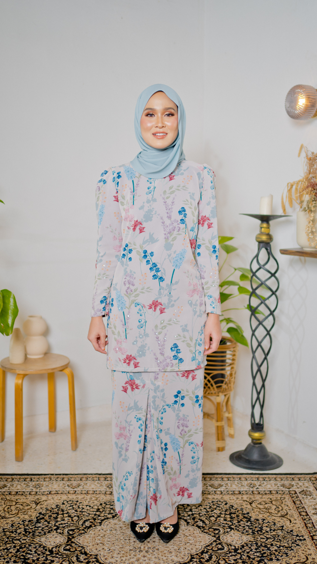 Kurung Bidasari - Pastel Grey